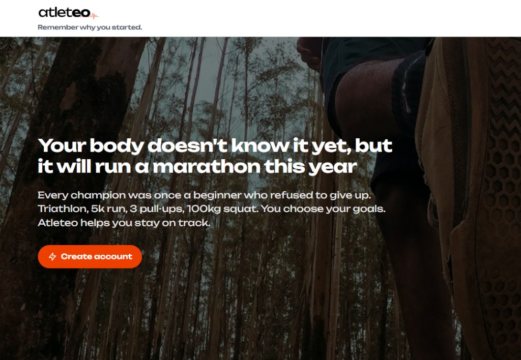 Atleteo workout tracker landing page